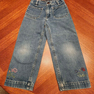 Girls Polo Jeans Co. Ralph Lauren Blue Embroidered Jeans Size 5 A2